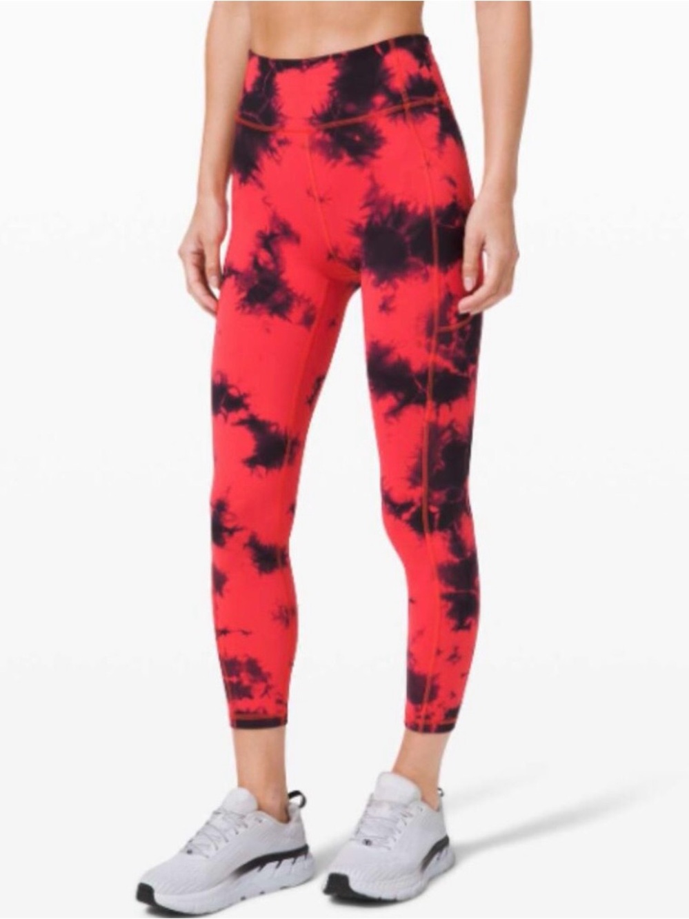 Lululemon High Rise 25” tie dye Orange Black Size 8 Everlux